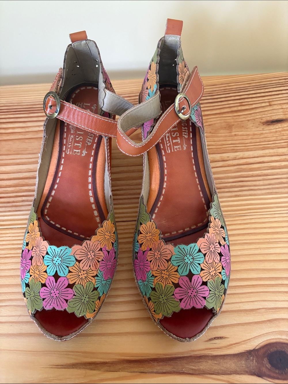 L'ATISTE Multicolor Floral Leather Mary Jane Mules